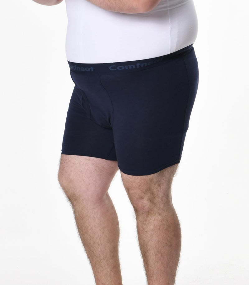 Comfneat Men's 5-Pack Big & Tall 3XL-7XL Boxer Briefs Cotton Spandex Underwear with Fly (Navy Pack-5, 6XL) - Image 3